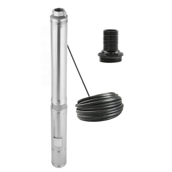 iMeshbean Deep Submersible Well Pump 1 HP Submersible Well Pump 110V Water Pump 37GPM 207ft Head with 100ft Electric Cable Stainless Steel Water Well Pumps Submersible w/ Bonus Outlet
