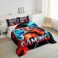 thumbnail image 3 of Manfei Teens Video Game Full Size Comforter Sets,Console Game Lover Bedding Comforter Set,Gradient Red Blue Bedding Sets For Kids,Microfiber Bedroom Decor Reversible,3-Piece, 3 of 8