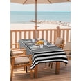 thumbnail image 2 of 60x102 Inch Outdoor Tablecloth with Umbrella Hole Zipper Rectangle Black White Stripe Rectangular Tablecloths Outside Waterproof Modern Minimalist Geometric Striped Patio Table Cover for Picnic Party, 2 of 8