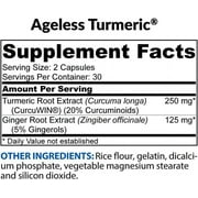 BioTrust Ageless Turmeric Supplement - CurcuWIN Turmeric Curcumin with Ginger Extract - 46x More Bioavailable, High Absorption, Long Lasting - Antioxidant Support (60 Capsules)