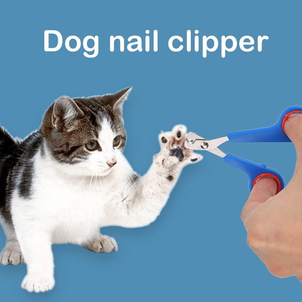 Tijeras para uñas de mascotas de acero inoxidable, cortadora de garras para perros y gatos (azul)