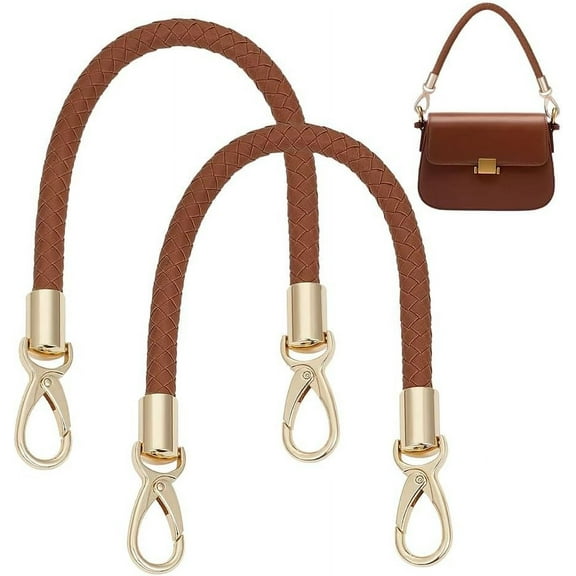 2Pcs 16.18 PU Leather Bag Strap with Alloy Swivel Clasps Brown Handbag Shoulder Bag Handle Strap Purse Replacement Accessories for DIY Underarm Bag Shoulder Bag