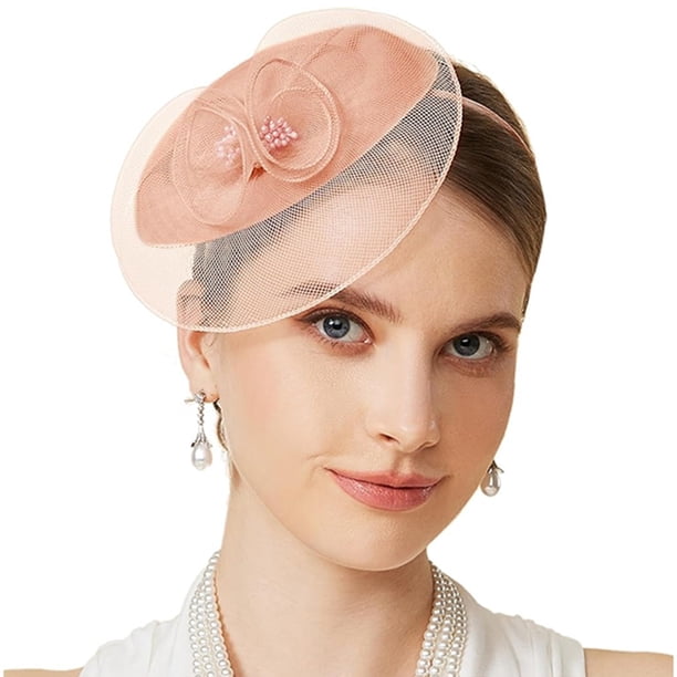 VISALY Fascinators Hat Hair Clip Headband Pearl Feather  display picture 2