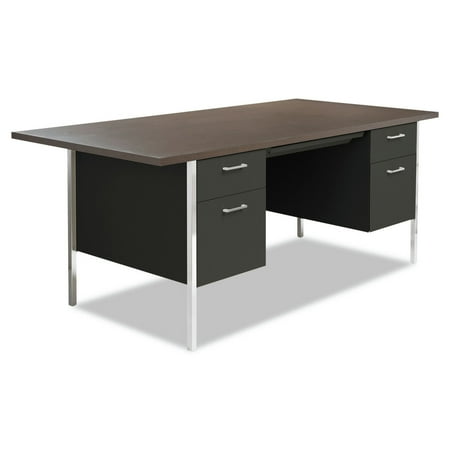 UPC: 0042167401054 | Alera ALESD7236BM Double Pedestal 72 in. x 36 in. x 29.5 in. Steel Desk – Mocha/Black
