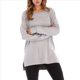 thumbnail image 3 of Sudadera de Mujer de Color Liso con Cuello Redondo, Larga y Abertura Frontal Corta y Trasera Larga Gris XL, 3 of 10