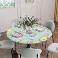 thumbnail image 2 of Easter Eggs Fitted Tablecloth with Elastic Edged, Round Table Cloth for Dining Table, Spring Watercolor Bunny Flower Green Waterproof Oil Proof Table Cover for Indoor Outdoor 36"-44", 2 of 8