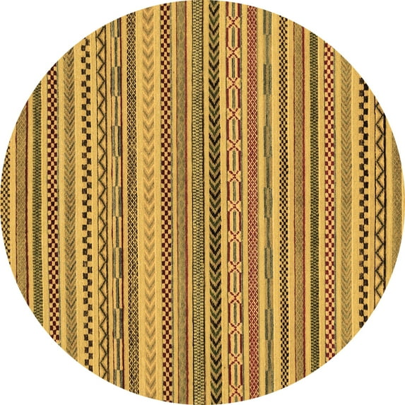Ahgly Company Indoor Round Abstract Brown Modern Area Rugs, 8' Round