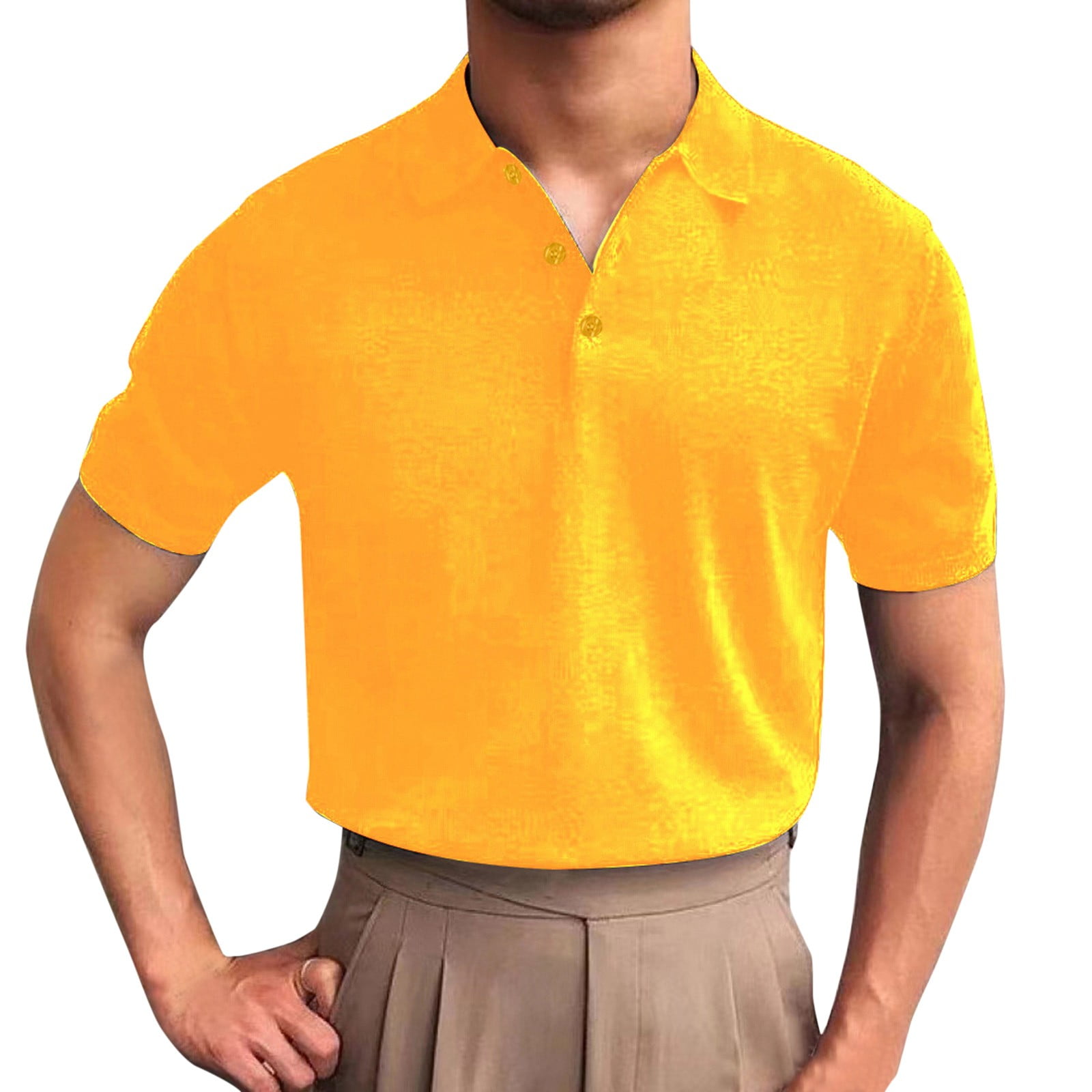 Akiihool Men's Polo Shirts Big And Tall Golf Shirts for Men Performance Polo  Short Sleeve Collared Shirt (Yellow,4XL) 