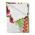 thumbnail image 2 of Leaf Soft Flannel Fleece Throw Blanket, Hibiscus Plumeria Crepe Gingers Anthurium Leaves Frame Image Print, Cozy Plush for Indoor and Outdoor Use, 50" x 60", Hot Pink White, by Ambesonne, 2 of 5