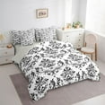 thumbnail image 3 of Homewish Vintage Western Damask Bedding Comforter Set 7pcs for Adult, White Black Flower Print King Bedding Sets, Boho Mandala Reversible Bed Sheets, Luxury Bedroom Decor, 3 of 7