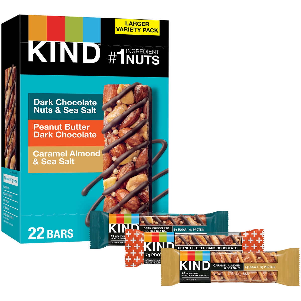 KIND Nut Bar, Variety Pack, 1.4 Ounce (Pack of 22)