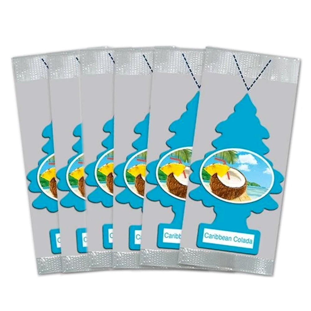 LITTLE TREES Car Air Freshener Caribbean Colada, 6 Pack