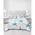 thumbnail image 2 of Twin Quilt Bedding Set, Ocean Blue Starfish Reversible Summer Quilt 3 Pieces, Summer Coastal Beach Lightweight Bedspreads Coverlets with 2 Pillow Shams for All Seasons, 2 of 5