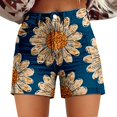 thumbnail image 2 of Women's Shorts Womens Casual High Waist Denim Shorts Relaxed Fit Artretro Printed Floral Shorts With Pockets,Blue Women's Shorts L, 2 of 4