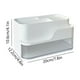 thumbnail image 3 of Caja de almacenamiento organizadora de sobremesa de gran capacidad para portabolígrafos | Estantería de cajón de plástico Rosa blanco 20x12.2x10.6cm | Organizador de escritorio multicompartimento, 3 of 6