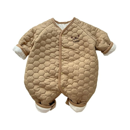 

WuLIQna Baby Boy Girl Knitted Romper Jumpsuit Solid Legging Bodysuit Playsuit Clothes Winter 0-18M Baby Unisex Cotton Print Autumn Padded Warm Thick Long Sleeve Romper Jumpsuit Clothes