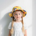 thumbnail image 2 of LIIPEE Girls Boys Sun Cap Cartoon Printed Adjustable Strap Bucket Wide Brim Hat Protection Caps Child Casual Party Hats,Yellow,4-8 Years, 2 of 5