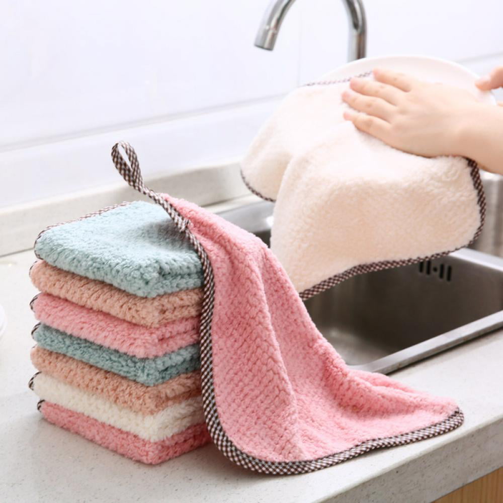 1PCS Cute Hanging towel Coral Velvet Towel Hanging Kitchen Hand Clean Towels