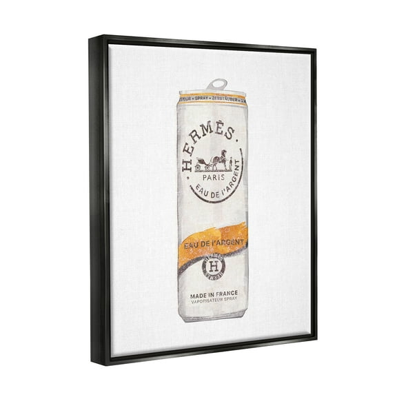 Stupell Industries Fashion Designer Style Glam Beverage Can Illustration Jet Black Framed Floating Canvas Wall Art, 16x20, by Ziwei Li
