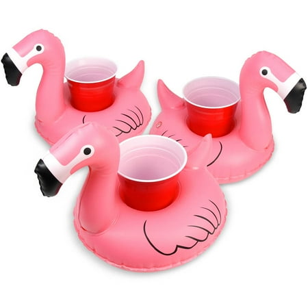 GoFloats Inflatable Floatmingo Drink Holder, 3-Pack, Float your drinks in style