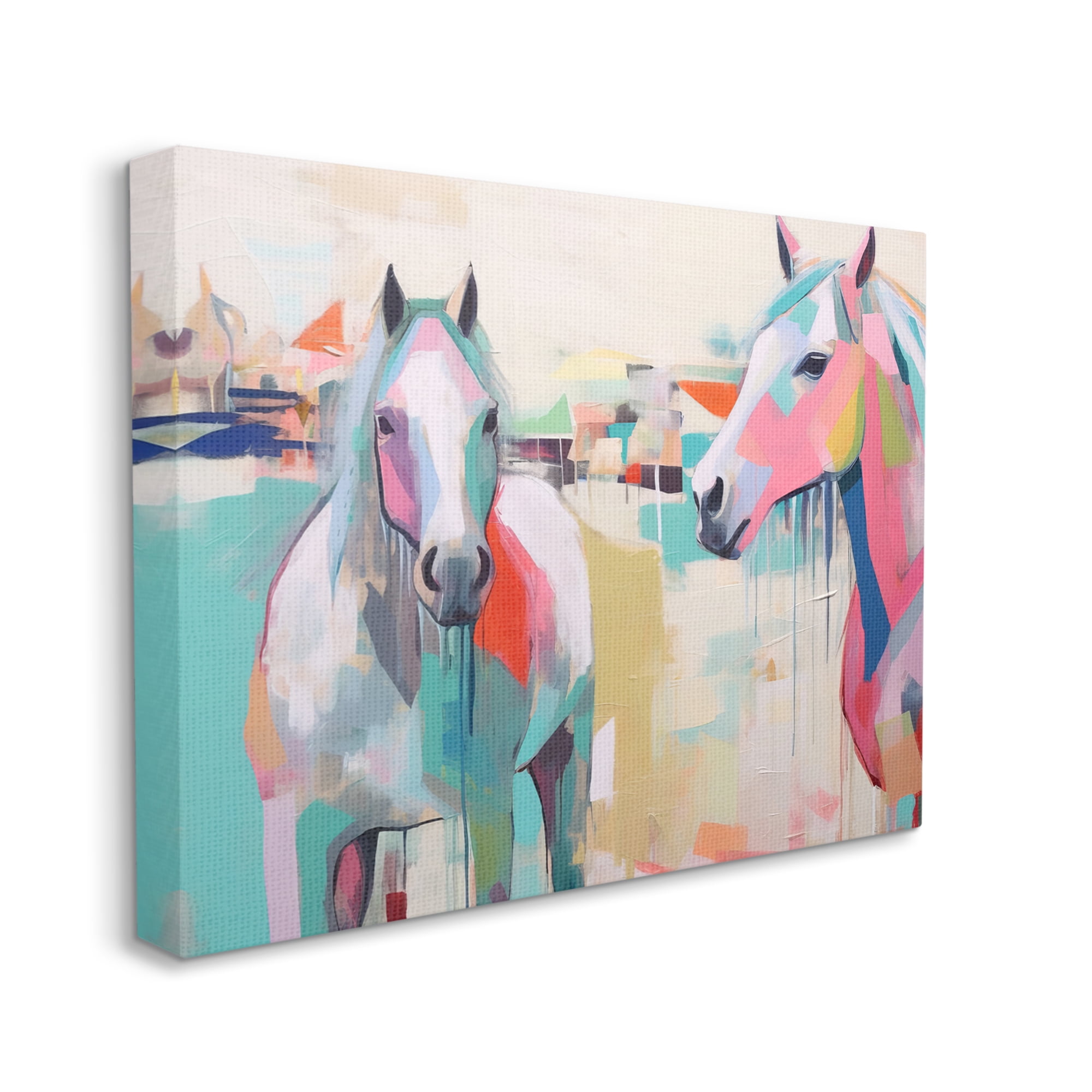 Stupell Industries Abstract Pastel Horses Animals & Insects Painting Gallery Wrapped Canvas Art Print Wall Art, 20 x 16