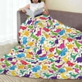 thumbnail image 6 of Pofeuu Colorful Dinosaurs Print Ultra-Soft Micro Fleece Blanket,for Bed Or Sofa,All Season Throw Blankets Flannel Blanket-80"x60", 6 of 7
