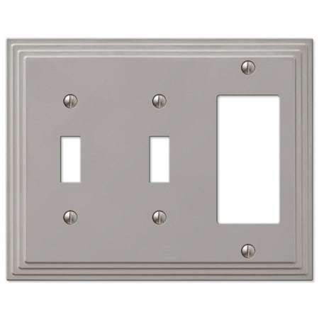 Gfi Out Cover Step Design Double Toggle and GFI Decora Rocker Combination Wall Switch Plate Outlet Cover - Satin Nickel ()