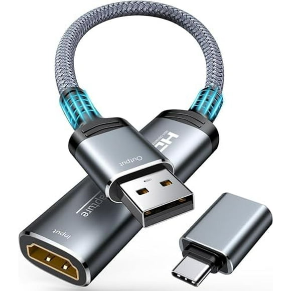 TianQi Video Capture Card 0.68FT,4K HDMI to USB/Type-C 1080P 60FPS Video Capture Adapter Device,Video Capture USB for Streaming Gaming Recording,Switch PS5/4 Xbox OBS PC,Windows Mac OS System 0.68