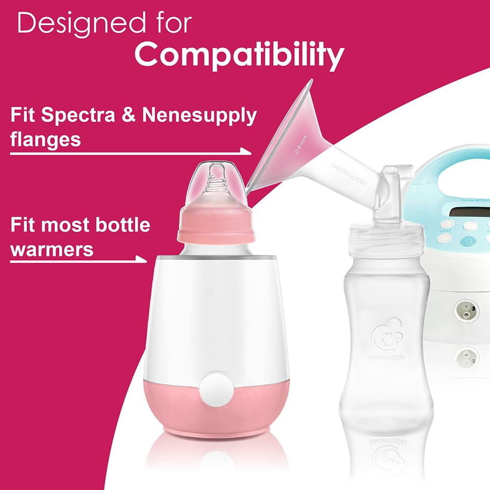 Nenesupply Silicone Baby Bottles Newborn Feeding Bottles 1-3 Months Slow Flow Breastfeeding Bottle for Breastfed Babies Wide Neck 8oz Anti Colic Level 2 Nipple for 1+ Month Infant W with Spectra Part