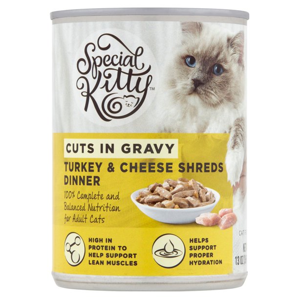 Special Kitty Cheese & Turkey Flavor Gravy Wet Cat Food for Adult, 13