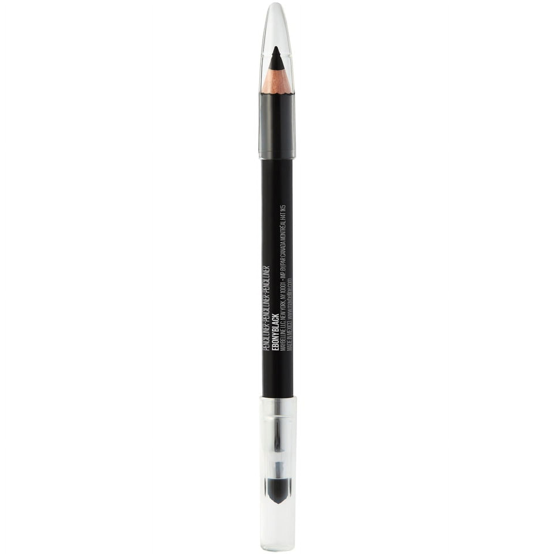 (4 pack) Maybelline Line Express Sharpenable Wood Pencil Eyeliner, Ebony Black