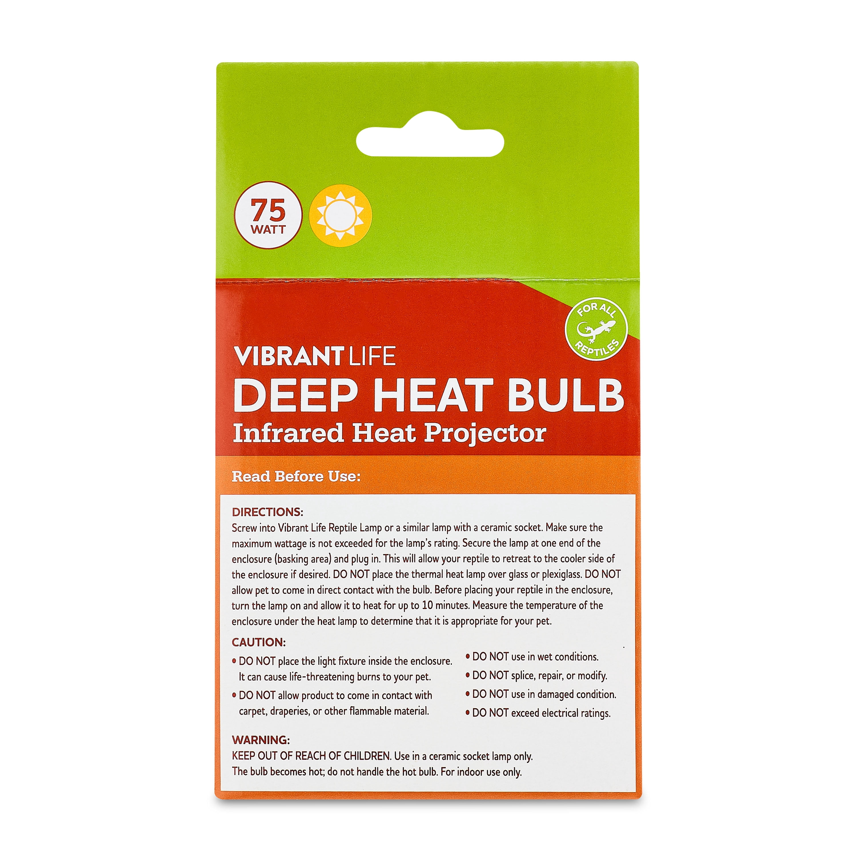 Vibrant Life Deep Heat Bulb for Reptile Terrarium Habitat Lighting, 75 Watts