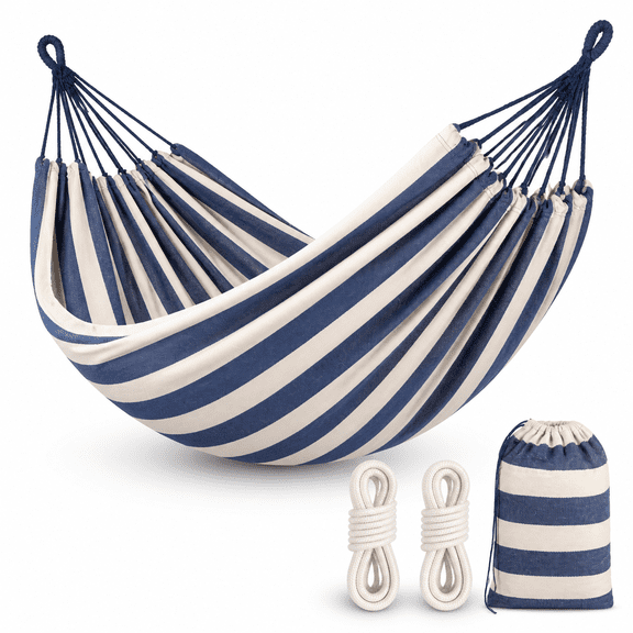 Blue Portable Camping Hammock, 450 Lbs Weight Capacity, Compact Outdoor/Indoor Hang Bed