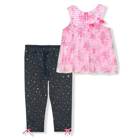 Nanette Toddler Girl Floral Holofoil Legging Set 2T-4T