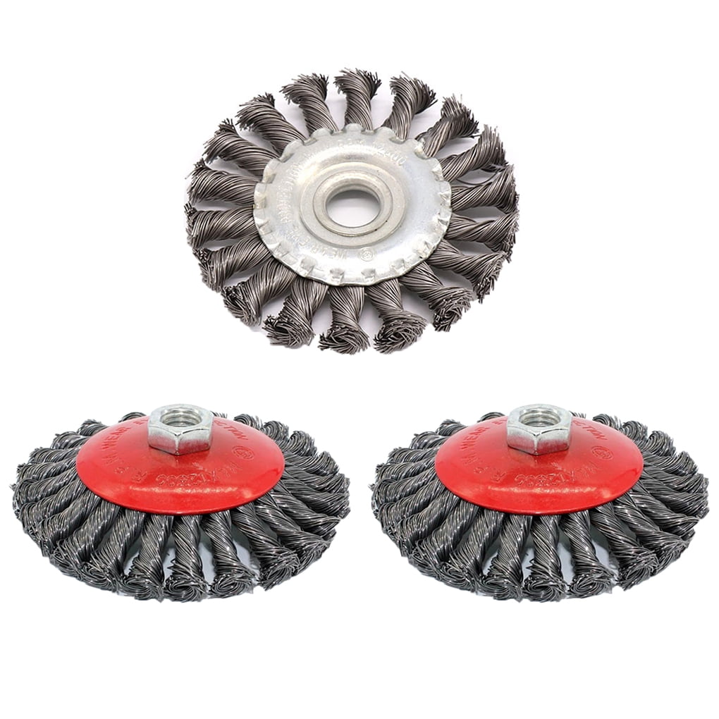 Teenyyou 2 Pack Twisted Steel Wire Wheels – 4.7x4 Inch Surface Conditioning Tool For Rust Removal & Wood Grain Restoration