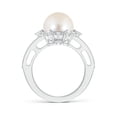 thumbnail image 2 of Angara Freshwater Cultured Pearl and Diamond Ring with Floral Halo in 925 Sterling Silver for Women | June Birthstone Jewelry for Her, 2 of 5