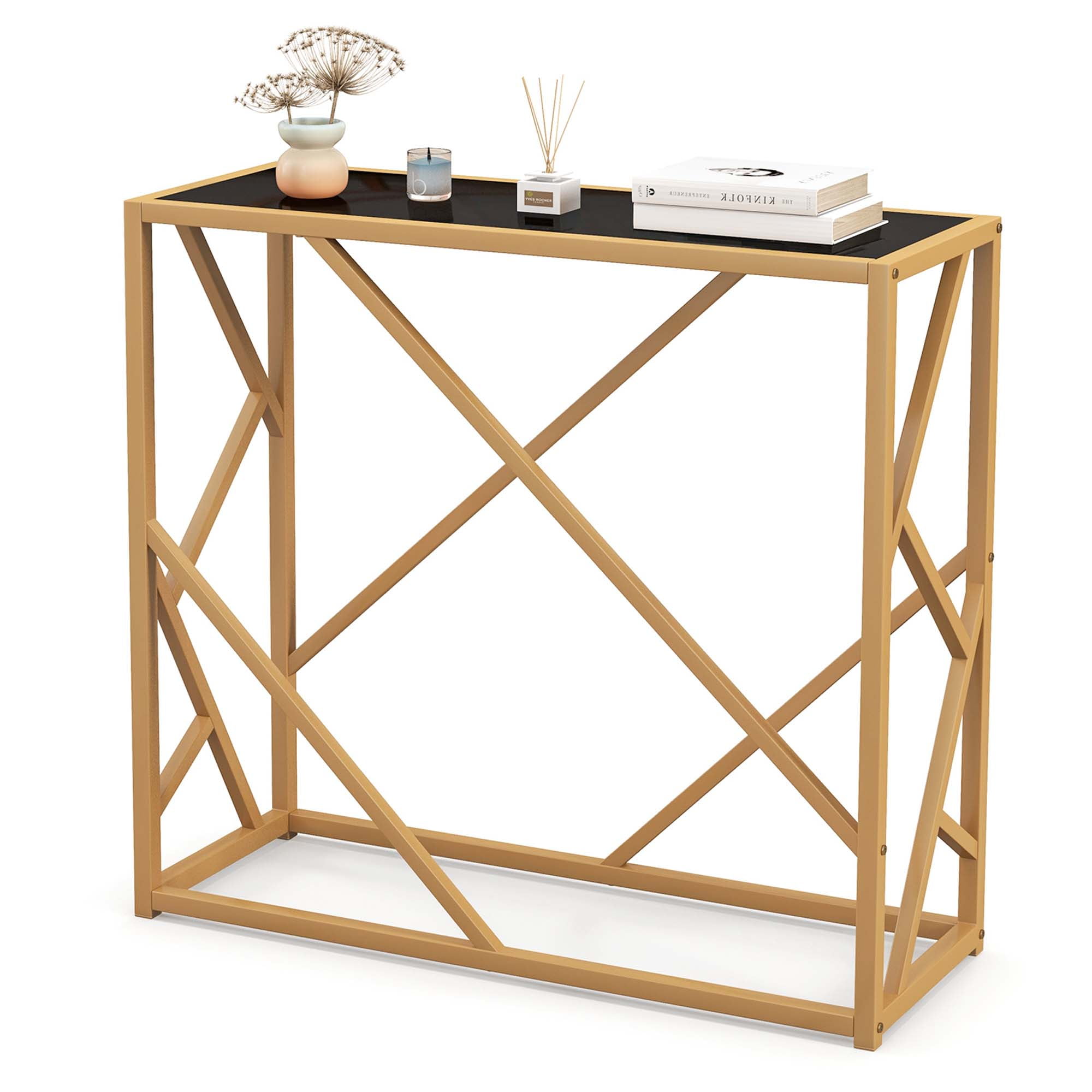 Mainstays tempered glass and metal console table collection discount