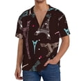 thumbnail image 3 of KLL Eiffel Tower Print Men's Shirt Short Sleeve Button Down Summer Cuba Beach Shirts- Small, 3 of 7