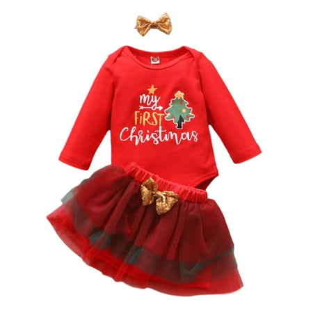 

Pudcoco Baby Girl Outfits Special Letter Romper Bow Gauze Skirt with Headband