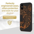 thumbnail image 2 of Case Yard Wooden Case for iPhone-X Soft TPU Silicone cover Slim Fit Shockproof Wood Protective Phone Cover for Girls Boys Men and Women Supports Wireless Charging Leopard Sketch Design, 2 of 7