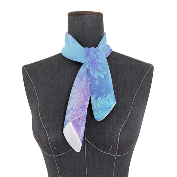 Square Scarf 24x24 Inch Frosty Floral Ice Pattern Silky Satin Sun Protection Neck Scarf for Women Multi-Purpose Head Wrap Bandana for Hair Bag Decoration