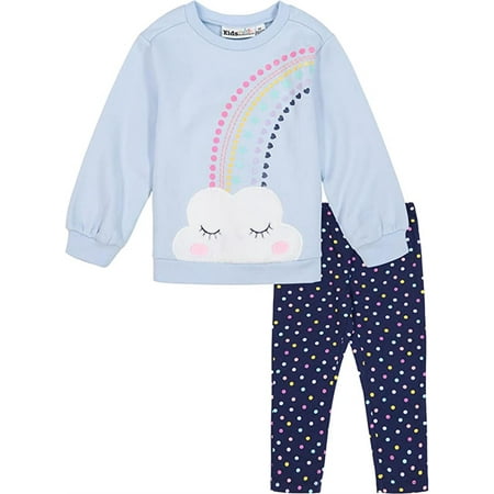 Kids Headquarters Girls Rainbow Cloud Sweatshirt Legging Set Blue 18 Months