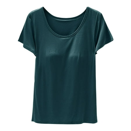 

Women With Chest Pads Bra Underwear Bra Cups No Steel Ring Can Be Worn Outside The Home Wear Tshirt Denim Tunic plus Size Lady Tops