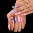thumbnail image 3 of Rosa mate uñas postizas ataúd bailarina uñas postizas uñas postizas para mujeres y niñas 24 piezas (mariposa azul) Zhivalor HMYH750, 3 of 4