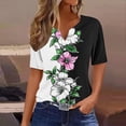 thumbnail image 6 of 2026 Summer Tops for Women V Neck Short Sleeve Vintage Floral Print Blouses Loose Fit Spring Lounge Shirts Going Out Tops Business Dressy Casual Outfits Airport Travel Vacation Outfits, 6 of 6