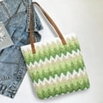 thumbnail image 6 of Wavy Striped Woven Tote Bag - Straw-Look Handwoven Shoulder Handbag • Open-Top Spacious Carryall • Double Handles • Lightweight Breathable Beach Travel Vacation Purse, 6 of 6