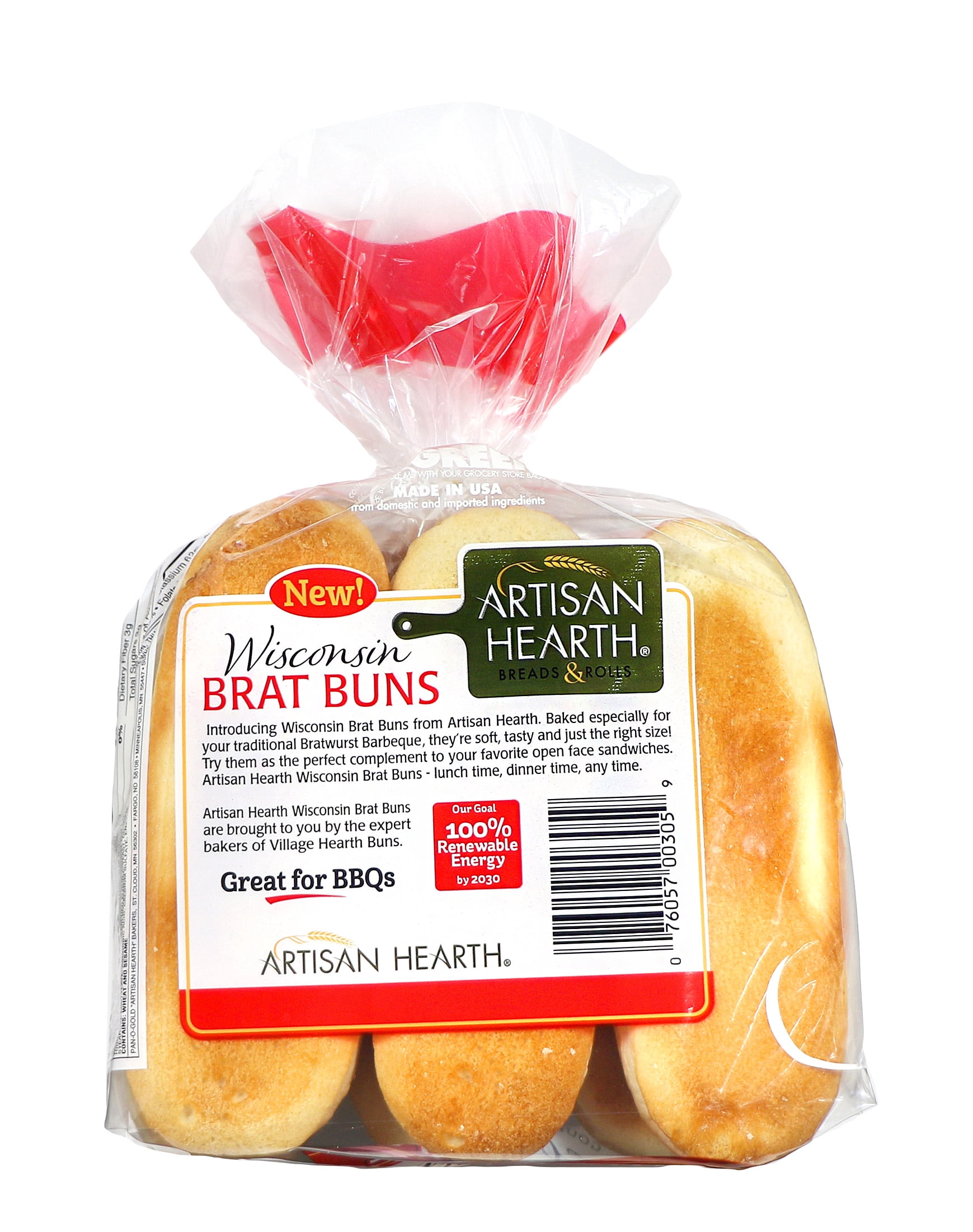 Artisan Hearth Brat White Buns 6 ea