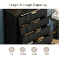 thumbnail image 4 of Fluted 5 Drawers Dresser, Modern 5-Drawer Dresser with Textured Front, Black Wood Chest of Drawers with Gold Handles, Tall Storage Cabinet for Bedroom, Living Room, Hallway, Entryway, Black Oak, 4 of 8