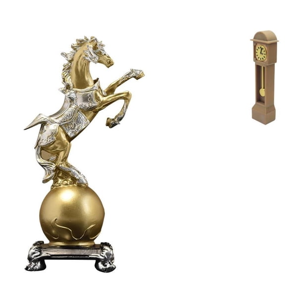 Figura de escritorio,Estante de estatua de caballo para escritorio,oficina,decoración del hogar,Figura decorativa de escritorio de resina para decoración del hogar,Reloj de suelo para casa de