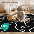 thumbnail image 2 of ODIKA 5'x7' Black Ivory Geometric Design Washable Area Rug Contemporary Abstract Pattern Easy Care, Non-Shedding, Pet Friendly, for Small Living Room, Bedroom, 2 of 5